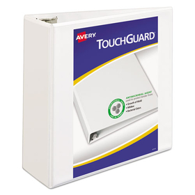 Avery AVE17145 TouchGuard Protection Heavy-Duty View Binders with Slant Rings, 3 Rings, 4" Capacity, 11 x 8.5, White