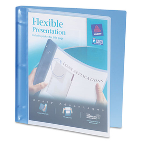 Avery AVE17670 Flexible View Binder with Round Rings, 3 Rings, 0.5" Capacity, 11 x 8.5, Blue