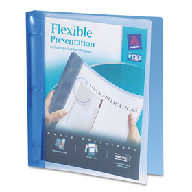 Avery AVE17675 Flexible View Binder with Round Rings, 3 Rings, 1" Capacity, 11 x 8.5, Blue