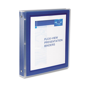 Avery AVE17685 Flexi-View Binder with Round Rings, 3 Rings, 1" Capacity, 11 x 8.5, Navy Blue
