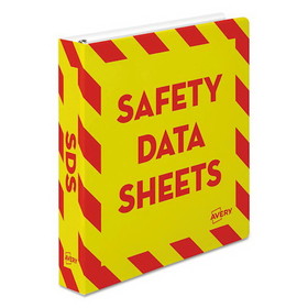 Avery AVE18950 Heavy-Duty Preprinted Safety Data Sheet Binder, 3 Rings, 1.5" Capacity, 11 x 8.5, Yellow/Red