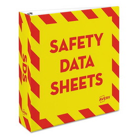 Avery AVE18951 Heavy-Duty Preprinted Safety Data Sheet Binder, 3 Rings, 2" Capacity, 11 x 8.5, Yellow/Red