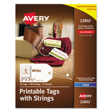 Avery AVE22802 Printable Rectangular Tags with Strings, 2 x 3.5, Matte White, 96/Pack