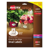 Avery AVE22804 Oval Print-To-The-Edge Labels, 1 1/2 X 2 1/2, White, 180/pack