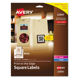 Avery AVE22805 Square Print-To-The-Edge Labels, 1 1/2 X 1 1/2, White, 600/pk