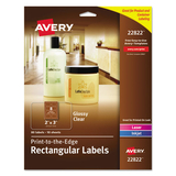 Avery AVE22822 Print-to-the-Edge Labels with Sure Feed and Easy Peel, 2 x 3, Glossy Clear, 80/Pack