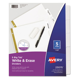 AVERY-DENNISON AVE23075 Write & Erase Big Tab Paper Dividers, 5-Tab, Letter