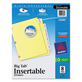 Avery AVE23285 Insertable Big Tab Dividers, 8-Tab, Double-Sided Gold Edge Reinforcing, 11 x 8.5, Buff, Clear Tabs, 1 Set