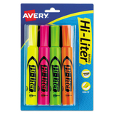 Hi-Liter AVE24063 Desk Style Highlighter, Chisel Tip, Assorted Colors, 4/set