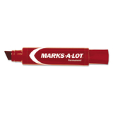 Marks-A-Lot AVE24147 Jumbo Desk Style Permanent Marker, Chisel Tip, Red