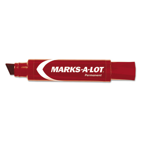 Marks-A-Lot AVE24147 MARKS A LOT Extra-Large Desk-Style Permanent Marker, Extra-Broad Chisel Tip, Red (24147)