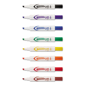 Marks-A-Lot AVE24411 MARKS A LOT Desk-Style Dry Erase Marker, Broad Chisel Tip, Assorted Colors, 8/Set (24411)