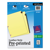 AVERY-DENNISON AVE25181 Preprinted Black Leather Tab Dividers W/copper Reinforced Holes, 12-Tab, Letter