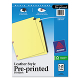 AVERY-DENNISON AVE25187 Preprinted Black Leather Tab Dividers W/copper Reinforced Holes, 31-Tab, Letter