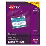 Avery AVE2922 Secure Top Hanging-Style Badge Holders, Horizontal, 4w X 3h, Clear, 100/box