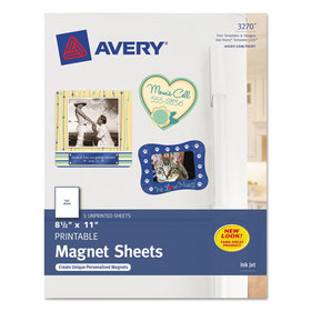 AVERY-DENNISON AVE3270 Printable Magnet Sheets, 8.5 x 11, White, 5/Pack
