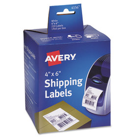 Avery AVE4156 Thermal Printer Labels, Shipping, 4 X 6, White, 220/roll, 1 Roll/box