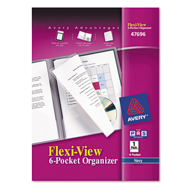 Avery AVE47696 Flexi-View Six-Pocket Polypropylene Organizer, 150-Sheet Capacity, 11 x 8.5, Translucent/Navy
