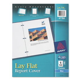 AVERY-DENNISON AVE47780 Lay Flat View Report Cover W/flexible Fastener, Letter, 1/2" Cap, Clear/blue