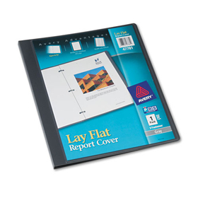 AVERY-DENNISON AVE47781 Lay Flat View Report Cover W/flexible Fastener, Letter, 1/2" Cap, Clear/gray