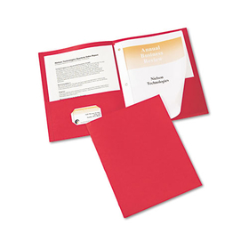 AVERY-DENNISON AVE47979 Two-Pocket Folder, Prong Fastener, Letter, 1/2" Capacity, Red, 25/box