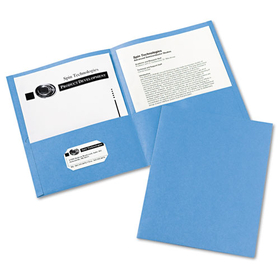 Avery AVE47986 Two-Pocket Folder, 40-Sheet Capacity, 11 x 8.5, Light Blue, 25/Box