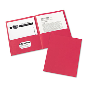 Avery AVE47989 Two-Pocket Folder, 40-Sheet Capacity, 11 x 8.5, Red, 25/Box