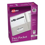 Avery AVE47990 Two-Pocket Folder, 20-Sheet Capacity, Gray, 25/box