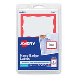 Avery AVE5143 Printable Self-Adhesive Name Badges, 2-11/32 X 3-3/8, Red Border, 100/pack