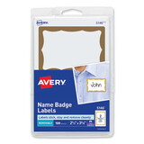 Avery AVE5146 Printable Self-Adhesive Name Badges, 2-11/32 X 3-3/8, Gold Border, 100/pack