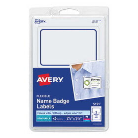 Avery AVE5151 Flexible Self-Adhesive Laser/inkjet Badge Labels, 2 11/32 X 3 3/8, Be, 40/pk