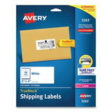 AVERY-DENNISON AVE5263 Shipping Labels W/ultrahold Ad & Trueblock, Laser, 2 X 4, White, 250/pack