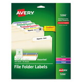 Avery AVE5266 Permanent File Folder Labels, Trueblock, Inkjet/laser, Assorted, 750/pack