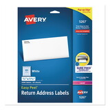 AVERY-DENNISON AVE5267 Easy Peel Laser Address Labels, 1/2 X 1 3/4, White, 2000/pack