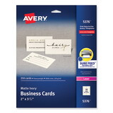 Avery AVE5376 Printable Microperforated Business Cards w/Sure Feed Technology, Laser, 2 x 3.5, Ivory, 250 Cards, 10/Sheet, 25 Sheets/Pack