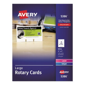 Avery AVE5386 Large Rotary Cards, Laser/inkjet, 3 X 5, 3 Cards/sheet, 150 Cards/box