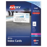 AVERY-DENNISON AVE5388 Printable Index Cards with Sure Feed, Unruled, Inkjet/Laser, 3 x 5, White, 150 Cards, 3 Cards/Sheet, 50 Sheets/Box