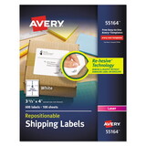 AVERY-DENNISON AVE55164 Repositionable Shipping Labels, Inkjet/laser, 3 1/3 X 4, White, 600/box