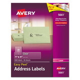 Avery AVE5661 Matte Clear Easy Peel Mailing Labels w/ Sure Feed Technology, Laser Printers, 1 x 4, Clear, 20/Sheet, 50 Sheets/Box