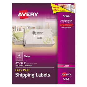 Avery AVE5664 Matte Clear Easy Peel Mailing Labels w/ Sure Feed Technology, Laser Printers, 3.33 x 4, Clear, 6/Sheet, 50 Sheets/Box