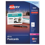 AVERY-DENNISON AVE5689 Postcards For Laser Printers, 4 1/4 X 5 1/2, Uncoated White, 4/sheet, 200/box