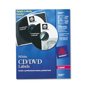 Avery AVE5697 Laser Cd Labels, Matte White, 250/pack