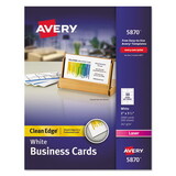 AVERY-DENNISON AVE5870 Two-Side Printable Clean Edge Business Cards, Laser, 2 X 3 1/2, White, 2000/box