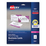AVERY-DENNISON AVE5881 Print-To-The-Edge Microperf Business Cards, Color Laser, 2 X 3 1/2, Wht, 160/pk