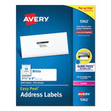 AVERY-DENNISON AVE5962 Easy Peel Laser Address Labels, 1 1/3 X 4, White, 3500/box