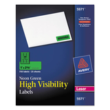 AVERY-DENNISON AVE5971 High Visibility Rectangle Laser Labels, 1 X 2 5/8, Neon Green, 750/pack