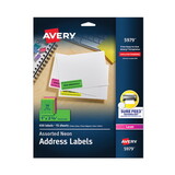 AVERY-DENNISON AVE5979 High Visibility Rectangle Laser Labels, 1 X 2 5/8, Assorted Neons, 450/pack