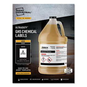Avery AVE60502 UltraDuty GHS Chemical Waterproof and UV Resistant Labels, 4.75 x 7.75, White, 2/Sheet, 50 Sheets/Box