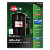 Avery 60521 UltraDuty GHS Chemical Waterproof and UV Resistant Labels, 8.5 x 11, White, 50/Pack