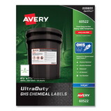Avery 60522 UltraDuty GHS Chemical Waterproof and UV Resistant Labels, 4.75 x 7.75, White, 2/Sheet, 50 Sheets/Pack